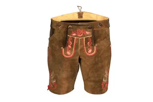 Octoberfest Bavarian Trachten Lederhose Men Women Austrian German USA Short Lightweight Breathable Suede Leather Embroidery
