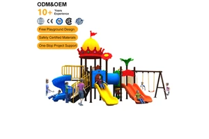 CE Certified Kids Commercial Outdoor Plastic Swing Slide Playground Set For Resort And Park Children Backyard Swingset Equipment