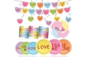 Cross-border Valentine's Day Heart Party Supplies Digital Printing Disposables
