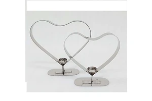 Modern Silver Heart Light Holders Set Mirror Polish Excellent Quality Home Christmas Chinese New Year Decoration Movable