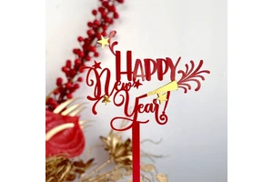 Customizable Acrylic Cake Toppers in Number Shape Happy New Year Cake Accessory for Party Decorations