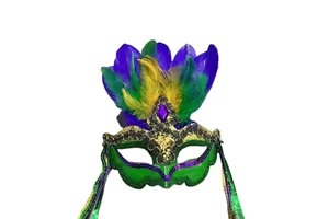 Venetian Party Masquerade Mardi Gras Mask with Feathers