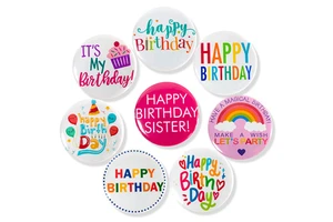 Happy Birthday Plastic Badge Pin for Adults-Eco-friendly Reusable Party Decorations Award Ribbons for Valentine's Day Children's