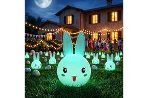 LED Rabbit Shaped Light Decoration Halloween Christmas Easter Lawn Setup Multi-Color Remote Control