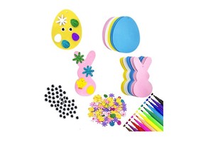 HAWIN Easter Foam Crafts Kit Easter Foam Stickers DIY Egg Bunny Chick Kids Party Favors