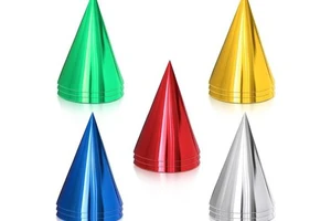 Solid Color Metallic Foil Birthday Hats Glossy Paper Party Headwear for Kids Adults Fashion Laser Decorated Photo Booth Props