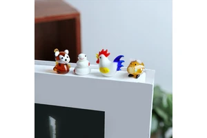 Handmade Glass Chinese Zodiac Animals Figurine Blown Glass Miniature Collection 12 Cute Mascot For New Year Gift