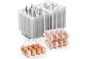 Reusable Cheap Bulk 12 Clear Egg Trays Plastic Chicken Egg Cartons For Family Farm Markets Display Holder Containers