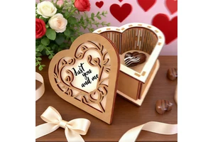 Classic Handmade Laser Cut Heart Wood Box Animal Pattern-Customizable Home Decor Gift Box for Wedding Valentine's Day Christmas