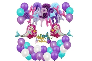 Girl's Birthday Party and Baby Shower Party Decorations Mermaid Party Supplies Birthday Decorations
