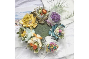 Dried Mini Flower Bouquet Mixed Floral Bunch Mother's Valentine's Day Gift Rose INS Wedding Home