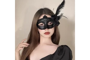 Yiweng Flower Feather Halloween Party Masks 6-color UV Printed PVC Venice Gem Eyewear
