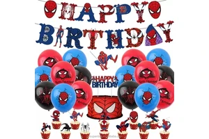 Spiderman Theme Children's Birthday Party Banner Decoration Supplies Superhero Kids Inflatable Toys Shower Balls