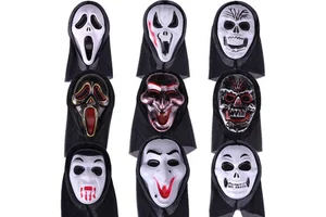 Halloween Horror Plastic Reusable Adult Size Unisex Mask Party Masquerade Prank Scream-Shouting Hooded Skull Mask Scary 6 Mask