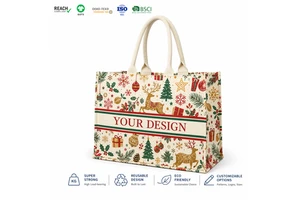 Custom Printed Christmas Cotton Bag Eco Friendly Reusable Durable Fashion Shopping Packing Canvas Tote Bag For Promotional Gift