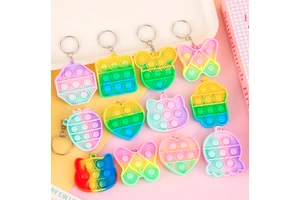 Classroom Bulk Gifts with Keychains Valentine's Day Heart-Shaped Pop Fidget Toys for Kids