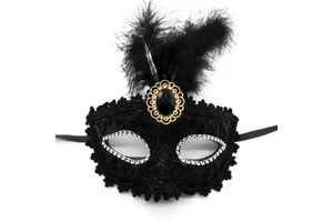 New Venice Feather Mask Diamond Blue Christmas Elegant Adult Night Shop Mask Carnival Party