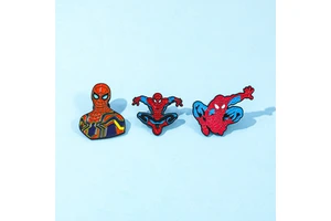 Hot Selling Superhero Spider Man Movie Black Metal Enamel Marvel Lapel Pins Badges For Comic Exhibition Clothes And Bags