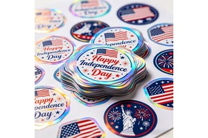 Custom Waterproof Vinyl Printing Label Stickers for Independence Day Holiday Gift Products