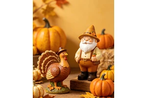 American Harvest Festival Turkey Husband Pumpkin Resin Artificial Handmade Customized Love Statue Thanksgiving Home Decor