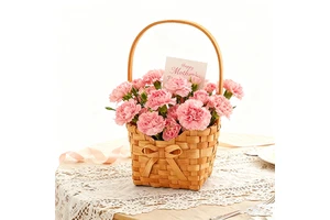 Hand-woven Hand-held Bow Mother's Day Valentine's Day Flower Storage Basket Portable Wedding Companion Flower Girl Gift Basket