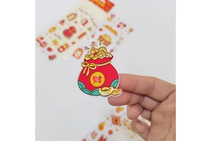 Happy New Year Blessing Gift Puffy Decals Chinese Spring Festival Theme 3D Decorations Stickers