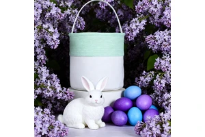 Wholesale Easter Canvas Bag Wholesale Egg Gift Seersucker Sublimation Easter Baskets for Kids