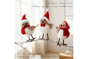 New Year Home Decor Cute Foam Luxury Plush Bird Christmas Tree Hanging Pendant Handcrafted Bear Couple Eco-Friendly BINGCHI