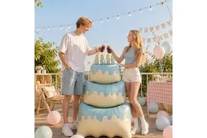 ChengNuo YiBai Aesthetic Birthday Cake Balloon Large 3D Foil Balloon Candles Three-tiered for Children's Cake Photo Props Party