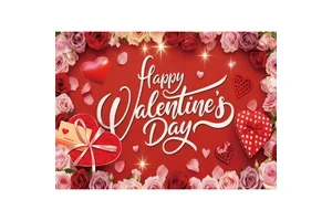Valentine's Day Galentine's Day Photography Backdrop Rose Gift Box Customizable Birthday Bridal Shower Party Banner