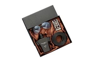 Men's Perfume Gift Set 3Pcs Father's Day Gift 2026 Sunglasses Wallet Belt Gift Set with Box
