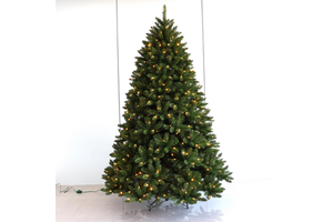 Wholesale Frosted Flocked Prelit Artificial Warm White/Yellow LED Lights Christmas Tree Metal Base Indoor Home Festival Decor
