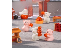 WeiJ Landscape: New Year's Good Persimmons in Pairs, Cute Little Bear Dolls, Resin Handicrafts, DIY Decorations, Mini Trinkets