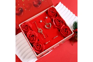 Ladies' Valentine's Day Gift Set Bracelet Necklace Earrings Ring Flowers Thoughtful yet Luxurious Birthday Gift BXY