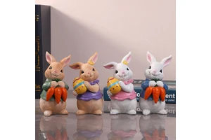 Resin Easter Bunny Spring Rabbit Home Decor Sculpture Art Deco Design Colorful Charming Gifts for Holiday Celebrations