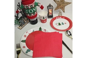 Xiangsheng Christmas Snowman Snow Flower Deco Set Wholesale Theme Party Tableware Includes Paper Cup Napkin New Year Decorative