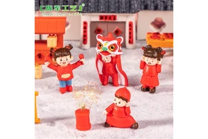 Micro-landscape creativity welcomes the New Year with firecrackers, couplets, DIY decorations and accessories for kids' house,