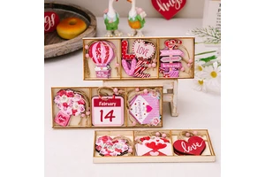 New Valentine's Day Pink Wooden Decorations Heart-Shaped Wooden Pendant Ornaments Home Decoration