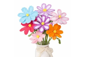 Handmade Crochet Gesang Flower Knitted Yarn Artificial Flowers Gift for Mother's Day Valentine's Day Thanksgiving Graduation