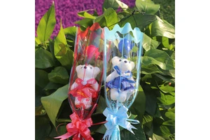 Hot Selling Valentine's Day Product Transparent Packaging With Teddy Bears Eternal Roses Suitable for Valentine's Day Supplies