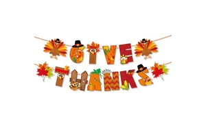 Thanksgiving Party Supplies Decoration Maple Leaf Letter Glitter Banner Backdrop Festival Party Decor Wholesale