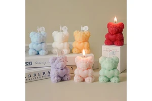 Home Party Decor Valentine's Day Gifts Flower Rose Bear Scented Candle 3D Rose Bear Rose Candles