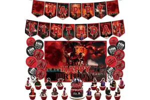 Kids Birthday Party Decoration Set Banner Cake Topper Backdrop Latex Balloons for Party Supplies
