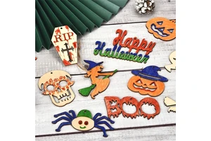 Spooky Halloween Wooden Witch Pumpkin and Ghost Hanging Ornaments Festive Halloween Party Home Decor and Celebration Supplies