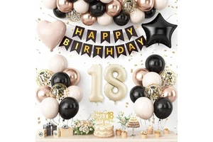18 21 30 40th Caramel Cream Color Gold Graphic Design Number Foil Balloon Set Adult Ceremony Birthday Party Decoration Supplier