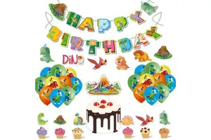 ML Dinosaur Theme Kids Birthday Christmas Valentine's Day Party Gift Toy Decorations Green 12 Inch Glossy Cartoon Latex+Paper