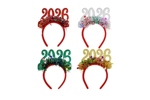 New Year's Eve Christmas Party Decoration 2026 Hair Hoop New Year Party Glitter Colored Headband