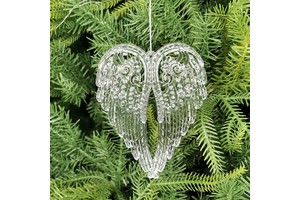 Christmas Ornaments Decorations Set Acrylic Plastic Wings Clear Hanging Christmas Tree Decorations Pendant for Xmas Home Decor