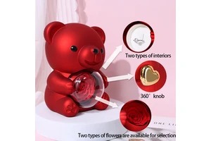 Romantic Valentine's Day Preserved Rose Gift Box - Factory Price High-End Cute Bear Ring Box