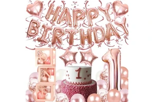 Hot Selling Birthday Party Supplies Big Size Number Balloon Blue Pink Baby Girl Boy 1st Birthday Decoration Set